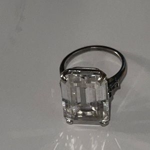 Glass Sterling Rectangular Ring